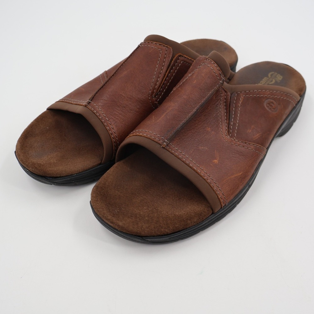 Dunham MCR453BR Slide Sandals Mens 16 D Brown Leather Suspension System